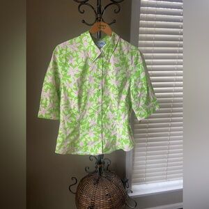 Lilly Pulitzer Top Women's SZ 12 Floral Lime green /pink